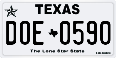 TX license plate DOE0590