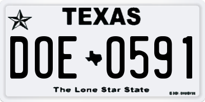 TX license plate DOE0591