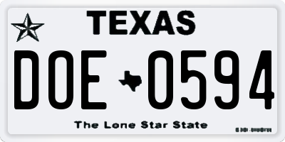 TX license plate DOE0594