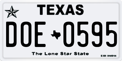 TX license plate DOE0595