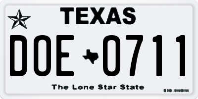 TX license plate DOE0711