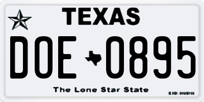 TX license plate DOE0895