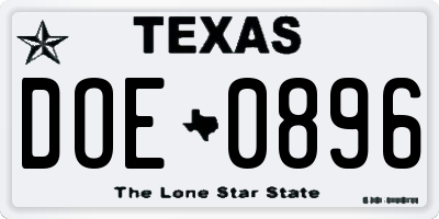 TX license plate DOE0896