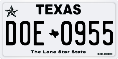 TX license plate DOE0955