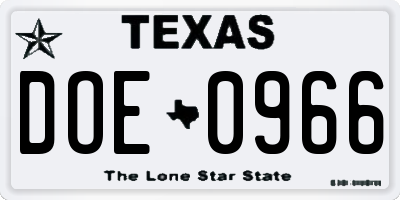 TX license plate DOE0966