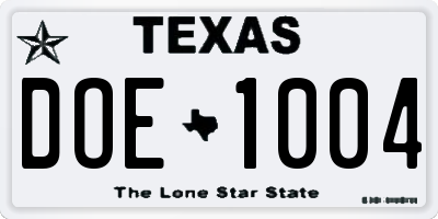 TX license plate DOE1004