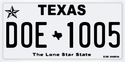 TX license plate DOE1005