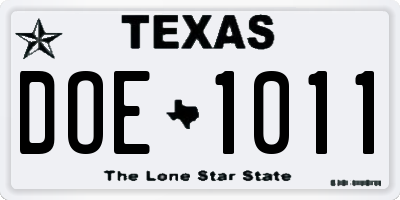 TX license plate DOE1011