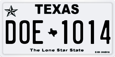 TX license plate DOE1014