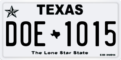 TX license plate DOE1015