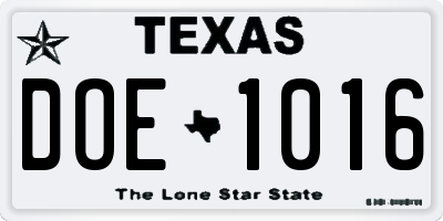 TX license plate DOE1016