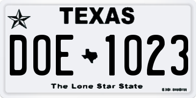 TX license plate DOE1023
