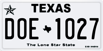 TX license plate DOE1027