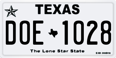 TX license plate DOE1028