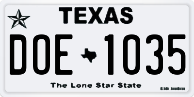 TX license plate DOE1035