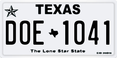 TX license plate DOE1041