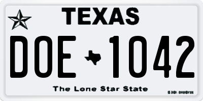 TX license plate DOE1042