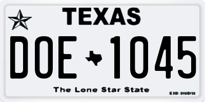 TX license plate DOE1045