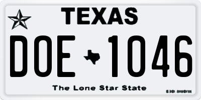 TX license plate DOE1046