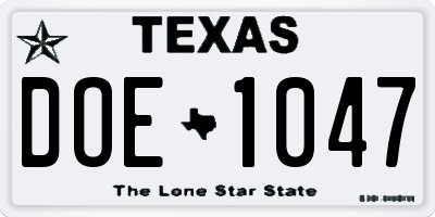 TX license plate DOE1047