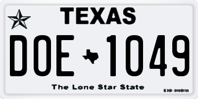 TX license plate DOE1049