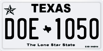 TX license plate DOE1050