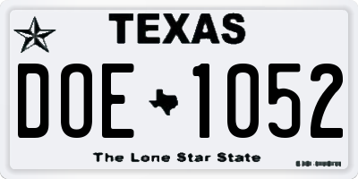 TX license plate DOE1052