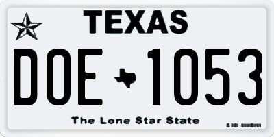TX license plate DOE1053