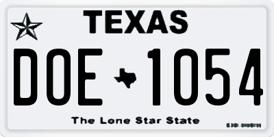TX license plate DOE1054