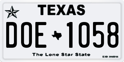 TX license plate DOE1058