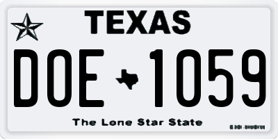 TX license plate DOE1059