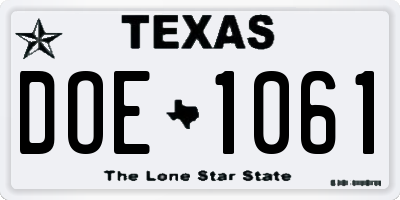 TX license plate DOE1061