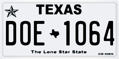 TX license plate DOE1064