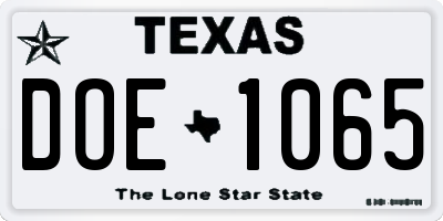 TX license plate DOE1065