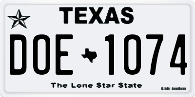 TX license plate DOE1074