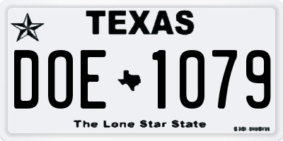 TX license plate DOE1079