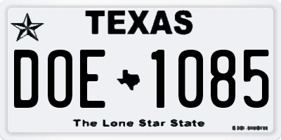 TX license plate DOE1085