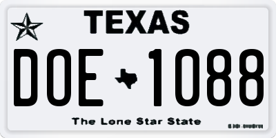 TX license plate DOE1088