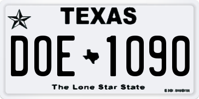TX license plate DOE1090