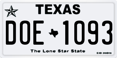 TX license plate DOE1093