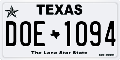 TX license plate DOE1094