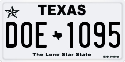TX license plate DOE1095