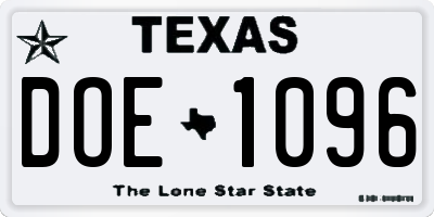 TX license plate DOE1096