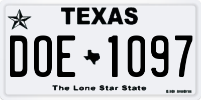 TX license plate DOE1097