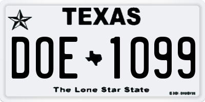 TX license plate DOE1099