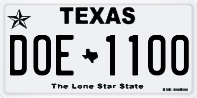 TX license plate DOE1100