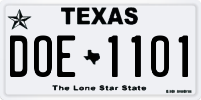 TX license plate DOE1101