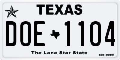 TX license plate DOE1104