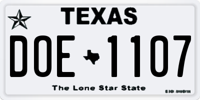 TX license plate DOE1107