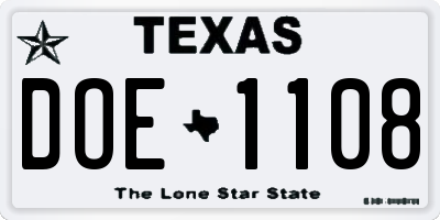 TX license plate DOE1108